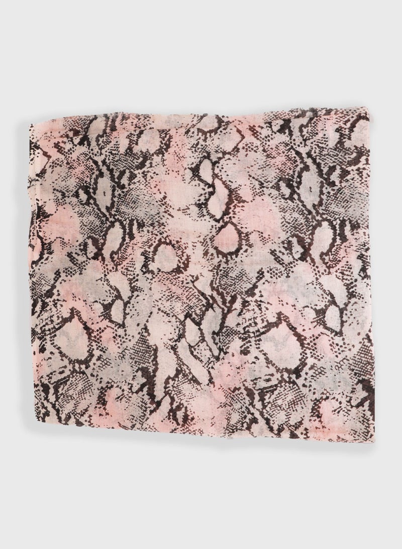 AMICA AMICA Abstract Printed Soft Natural Fiber Hijab Head Scarf for Women-Pink - Image 4
