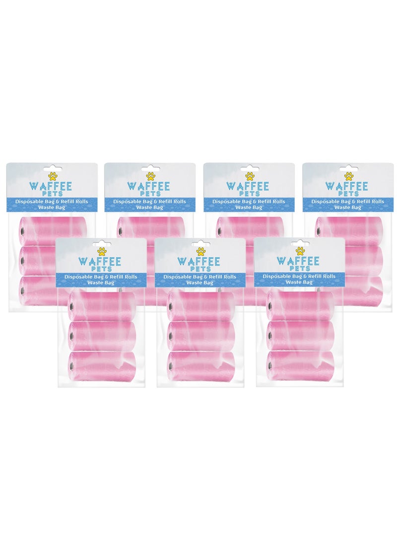 Waffee - Waffee Pet Dog Waste Bags, Poo Bags, Pack of 21 Rolls (420 Bags)-Pink - Image 1