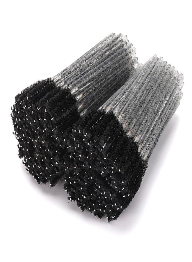 Tbestmax 200 Pcs Disposable Eyelash Brushes Crystal Mascara Wands for Eye Lashes Extension Eyebrow and Makeup, Black - Image 1