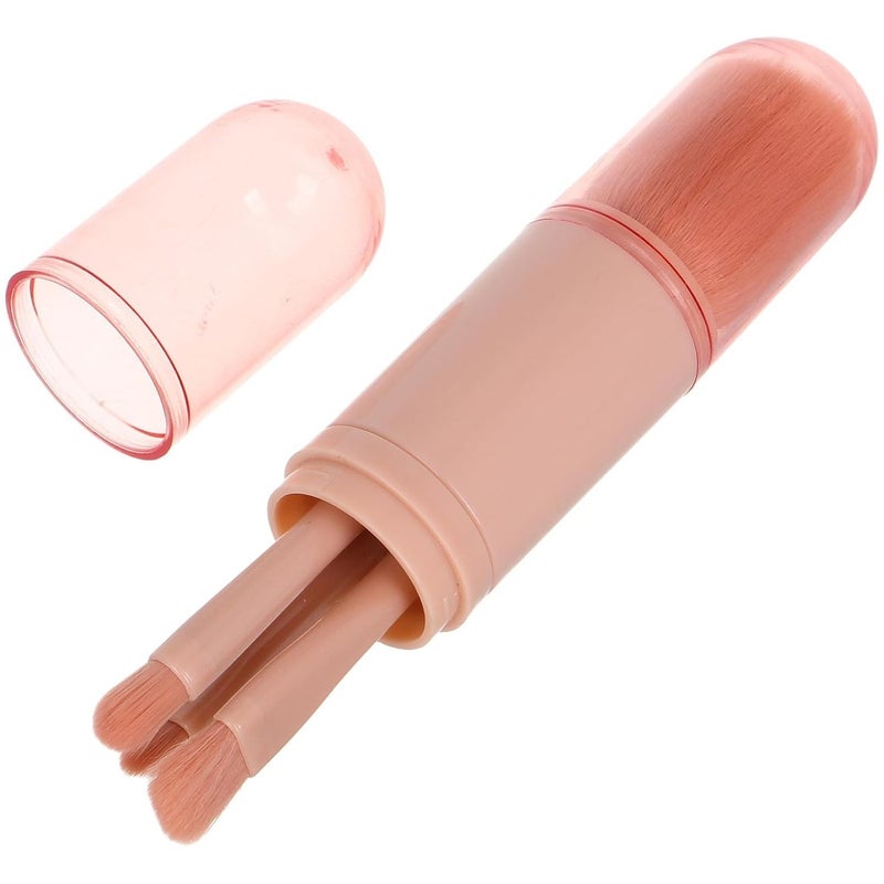 4-in-1 Makeup Brush Set for Women Mini Portable Eye Shadow and Powder Brushes with Cap Multifunctional for Highlighting and Blush - Image 1