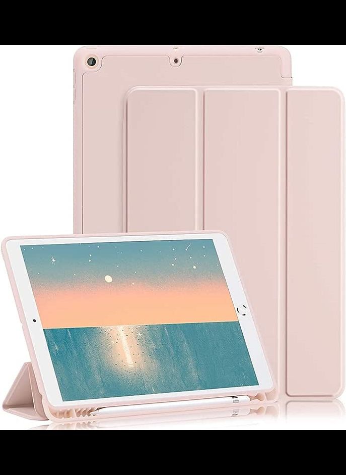 iPad 6th Generation Case, iPad 5th Generation Case with Pencil Holder, Premium Folio Folding Stand Smart Auto Wake/Sleep Protective Tablet Case Cover for Apple iPad 9.7 Inch 2018/2017, (Pink)