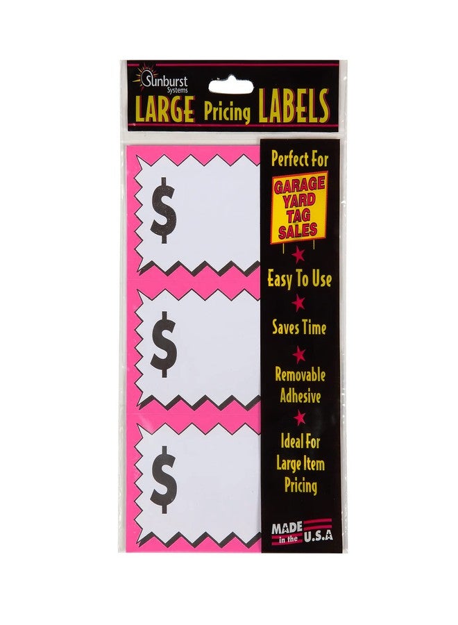 Sunburst Systems 7072 Large Item Pricing Labels, Pink, 75 Count, with Space to Write Pricing - Image 1