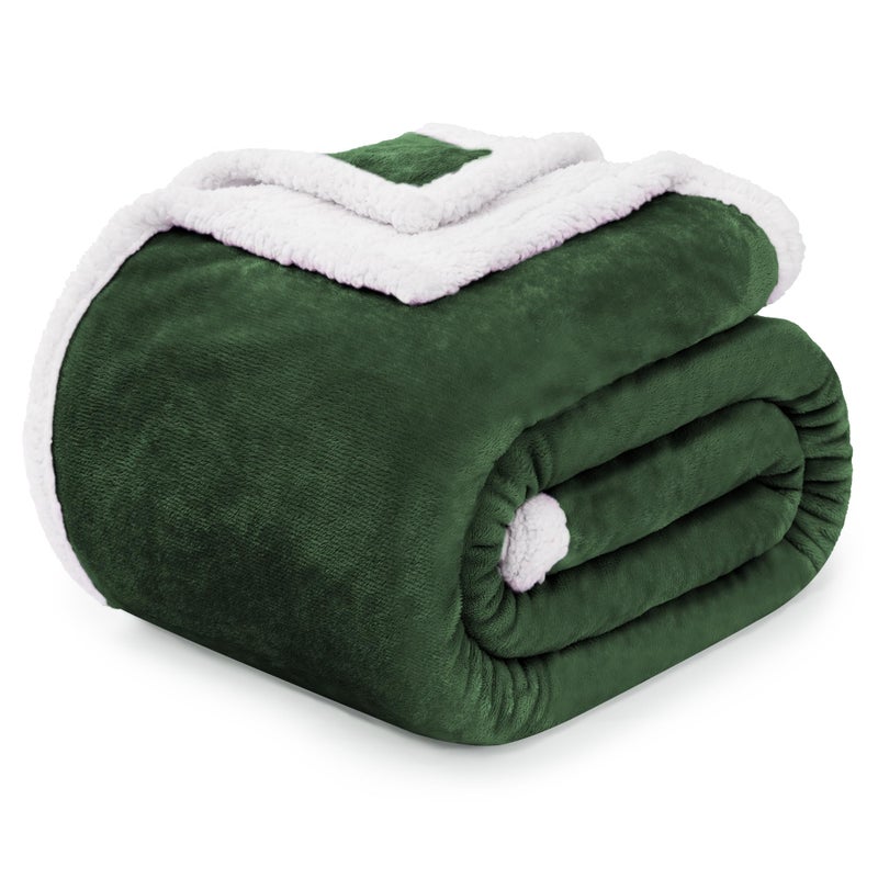 BEAUTEX Sherpa Fleece Throw Blankets Soft Fluffy Flannel Plush Blanket and Throw Fuzzy Cozy Green Cuddle Blankets for Couch Bed Sofa Adults 50 x 60 SageGreen