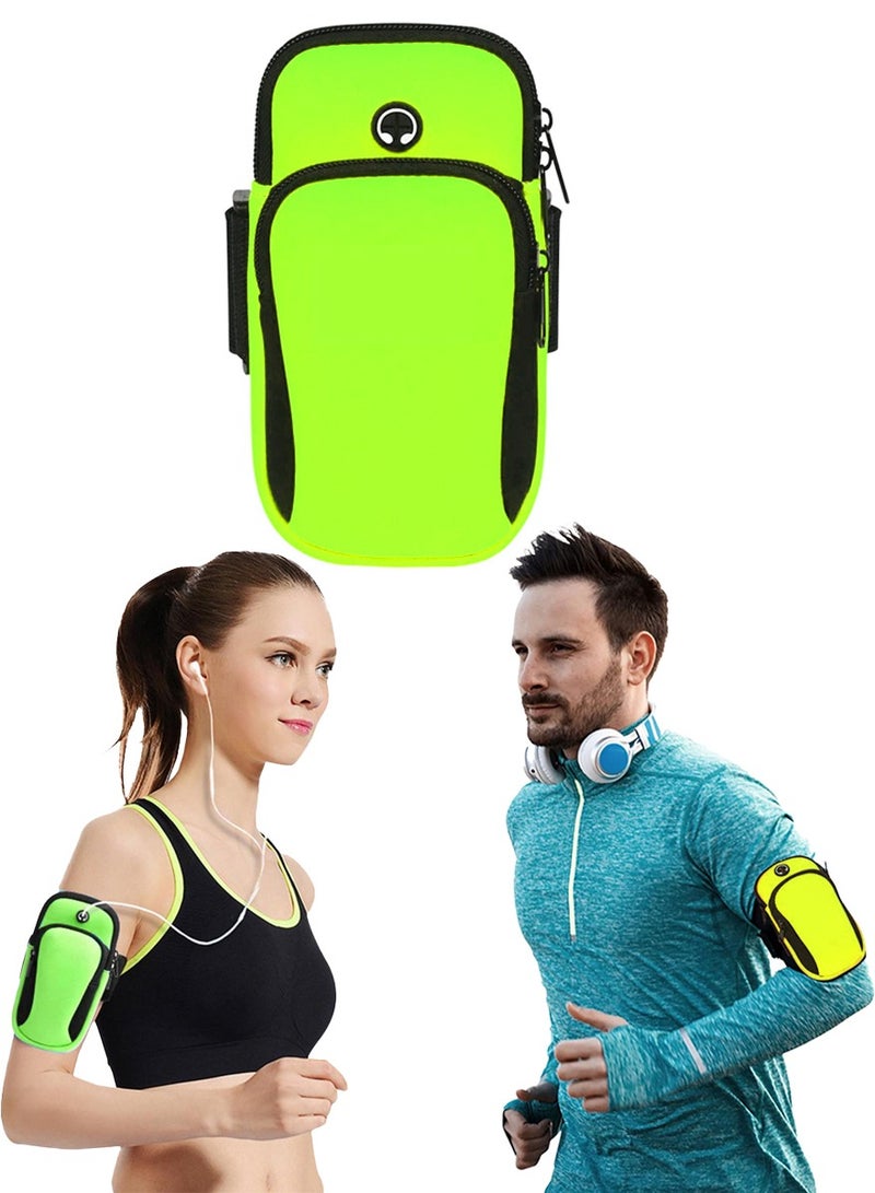 QUTOOB Arm Wrist Pouch For Sports Running Jogging Exercising, Gym Workouts, Travelling And Working, Armband Phone Case Bag with Earphone Hole and Double Pockets for Holding Mobile Phone Keys Money Bank Cards  - Image 1