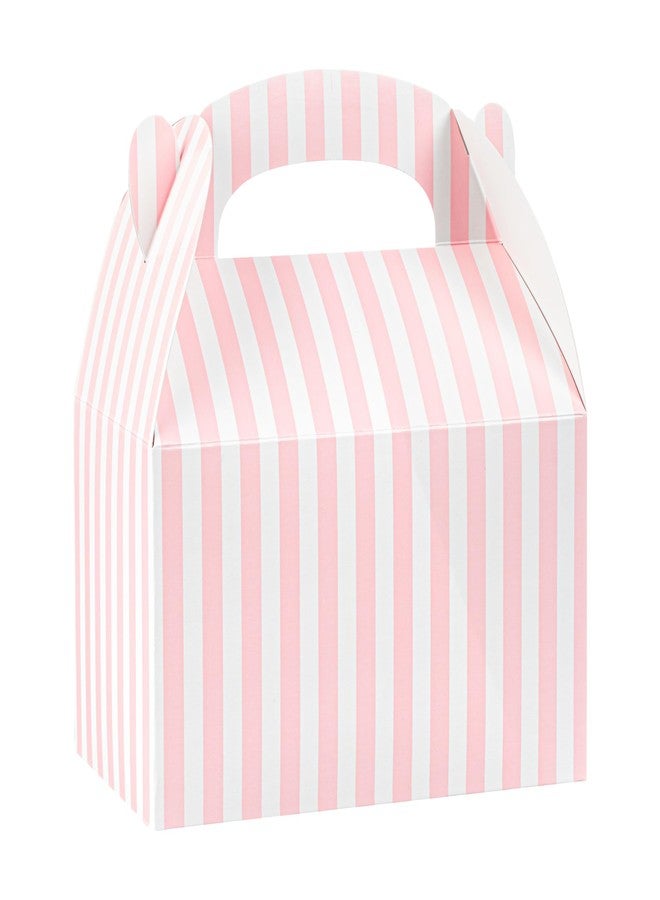 Restaurantware Bio Tek 6 x 3.5 x 3.5 Inch Gable Boxes For Party Favors, 100 Attractive Gift Boxes - Striped Design, With Built-In Handle, Pink And White Paper Barn Boxes, Disposable, For Parties - Image 4