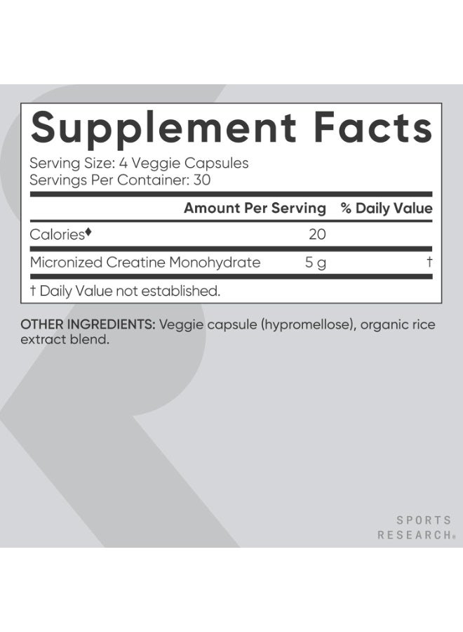 Sports Research Creatine Monohydrate 5000Mg (120 Capsules)