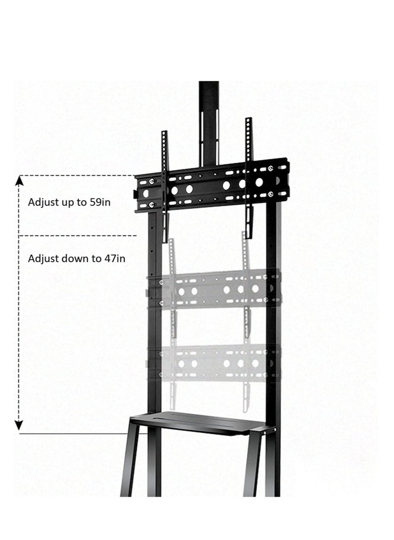 ELTRAZONE Mobile TV Stands Cart on Wheels for 42 to 86 Inch LED Flat/Curved TVs, TV Stand with Height Adjustable Shelves, Rolling Floor TV Cart, Holds Up to 220 lbs, Conference Commercial Home - Image 2