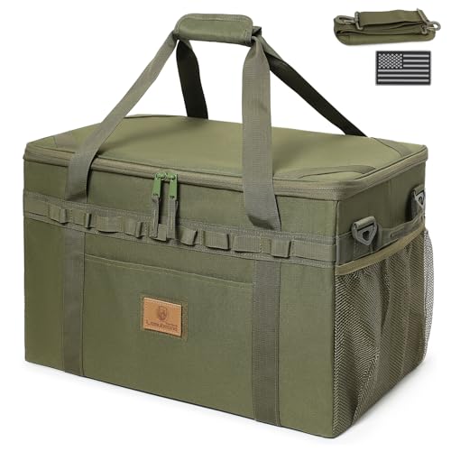 Lemubeane Tactical Camping Storage Bag Utility Tote Bag Camping Kitchen Organizer with Axe Holder Shoulder Strap OD Green Medium 38L - Image 1