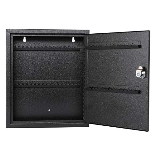 KYODOLED Key Storage Lock Box with Key, Locking Key Cabinet, 60 Key Management Wall Mount with Key Lock, Key Hooks & Tags Key Labels, 2.5" D x 10.2" W x 12.1" H (Black,60 Key) - Image 4