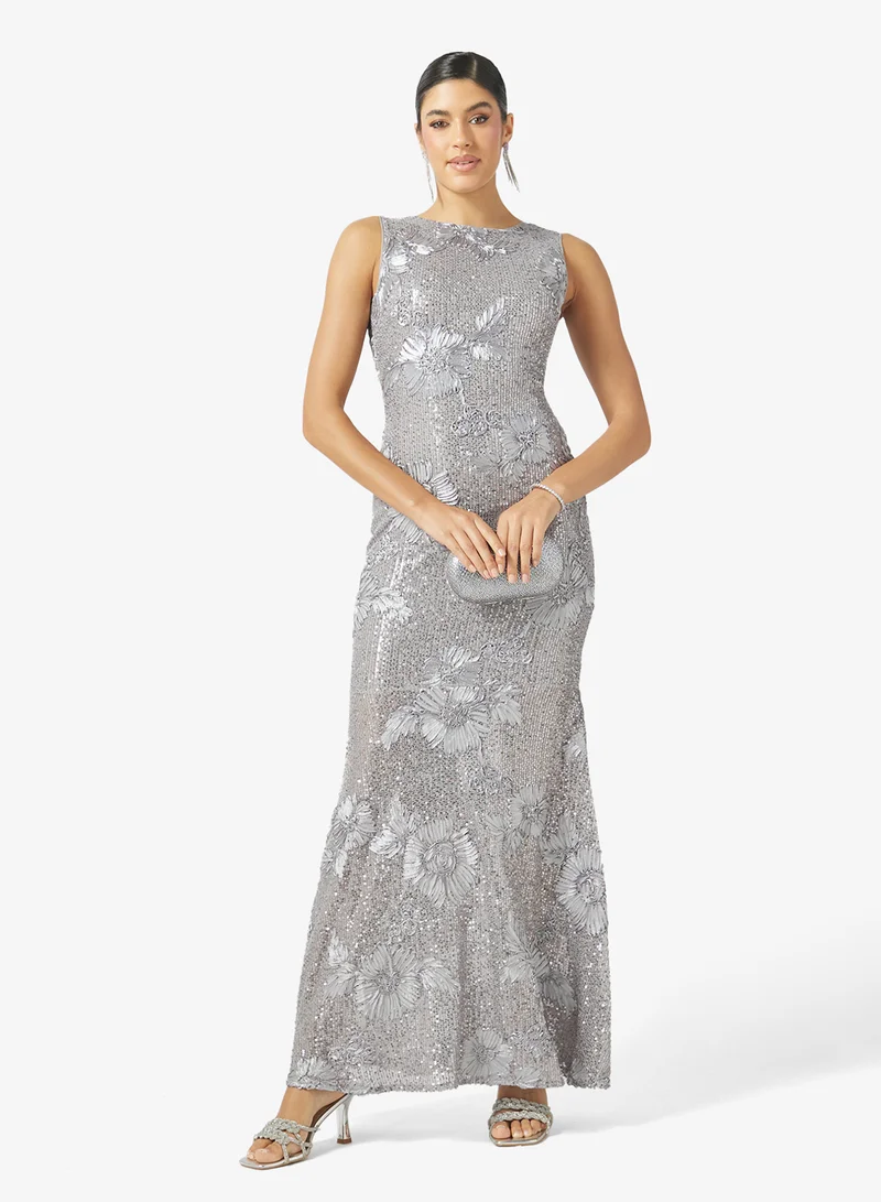Maya  Sleeveless Floral Applique Maxi Dress for Women | Best Price UAE