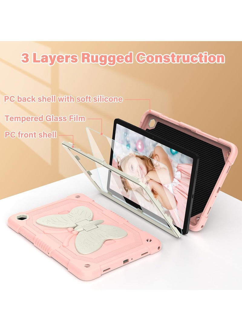 عام مناسبة لحقيبة سامسونج جالاكسي تاب A9+/ A9 بلس للأطفال، حافظة طاولة مع واقي شاشة، حافظة بحامل كتف على شكل فراشة - Image 2