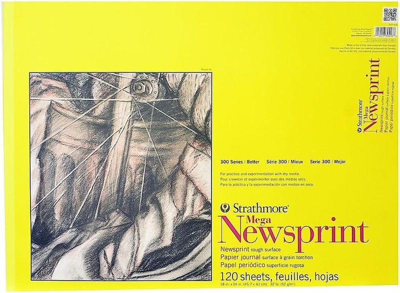 Strathmore Mega Newsprint Pad - 120 Sheets of Rough Newsprint, 18 x 24 inches, Off White - Image 1