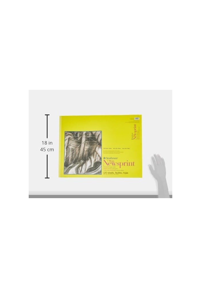 Strathmore Mega Newsprint Pad - 120 Sheets of Rough Newsprint, 18 x 24 inches, Off White - Image 2
