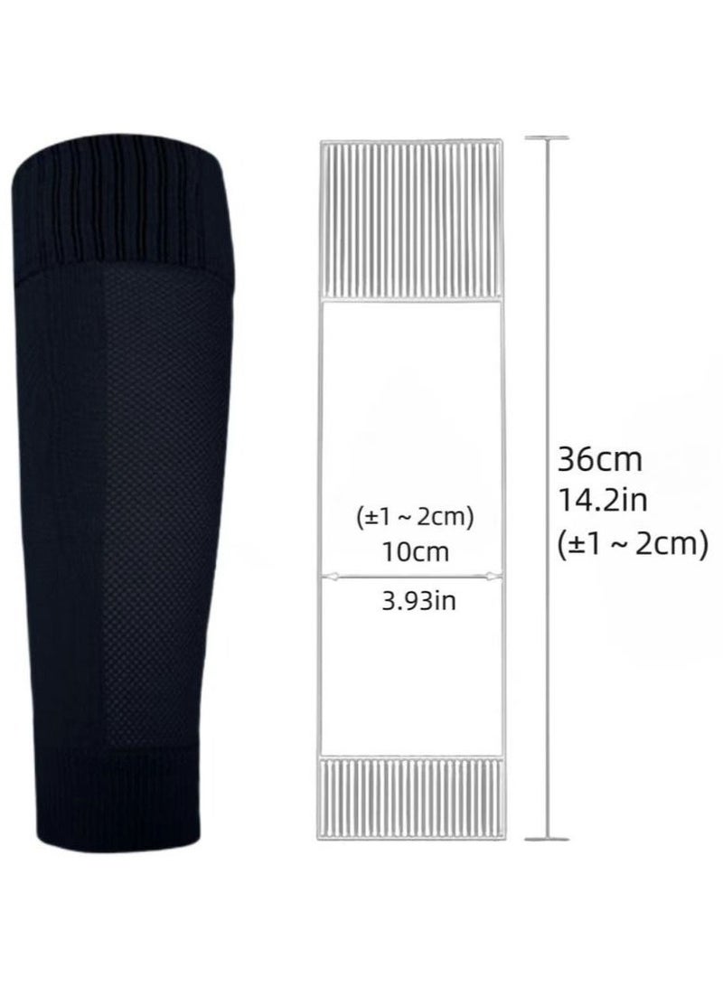Football Four-Piece Set: Skid-Proof Soccer Socks with Nylon Pockets for Shin Guards, Calf Compression Sleeves, and Adjustable Straps for Shin Guards (Black) - Image 3