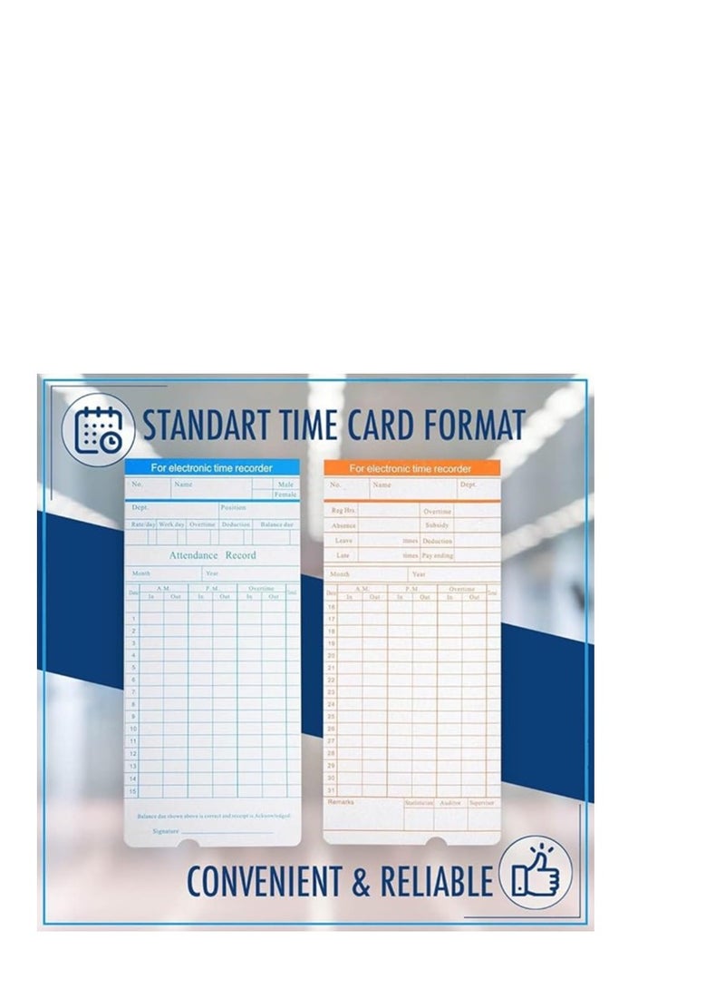 DSB 100PCS Time Cards Time Cards Monthly Time Clock Cards for Employee Payroll Recorder for Time Clock - Image 3
