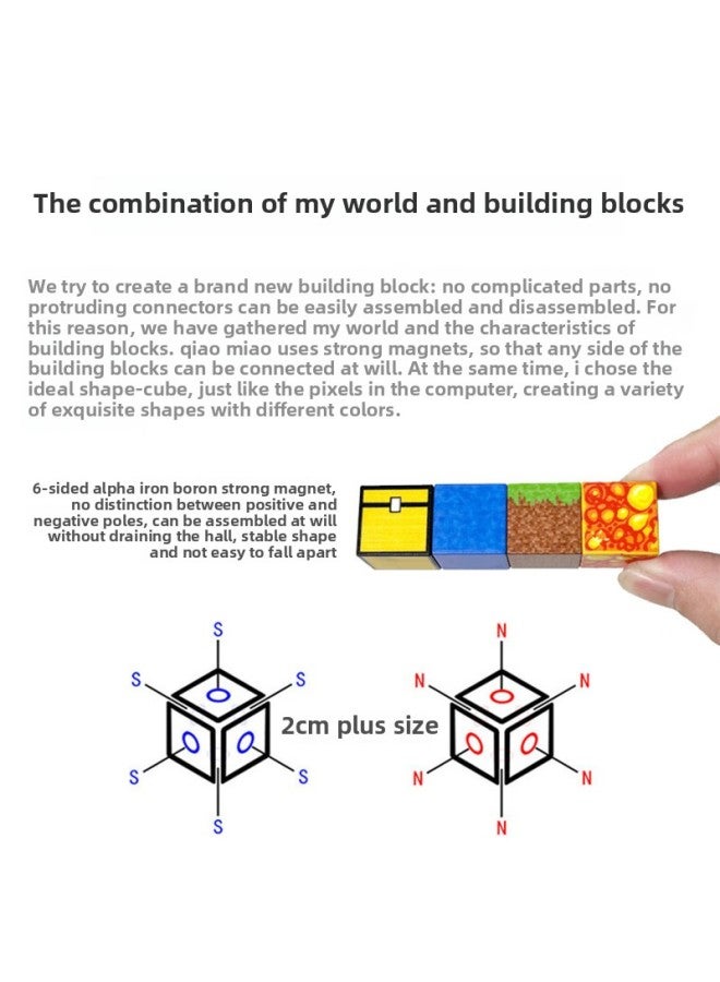 My Magnetic World DIY Building Blocks Children's Educational Toys Large Particle Magnetic Square Model Ornaments Gifts-Color:Building Blocks 039 Mini Forest/48pcs (with Color Box) 435.6g - Image 4