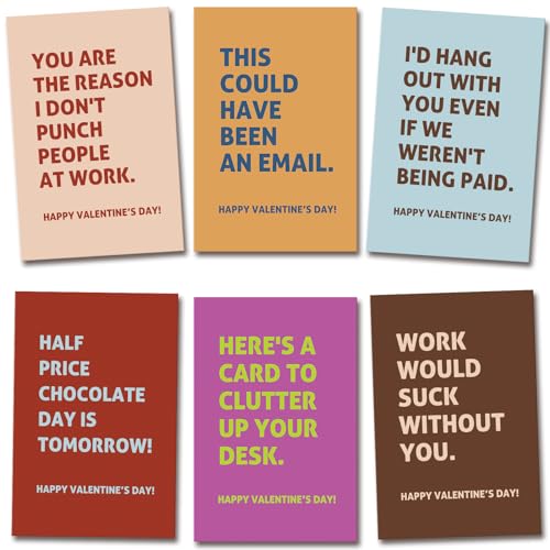Obbyidk Funny Valentine's Day Card Set for Coworkers, Humorous Valentines Cards for Colleagues Boss Employees, 4 x 6 In(6 Designs, 24 Cards with Envelopes) - Image 1