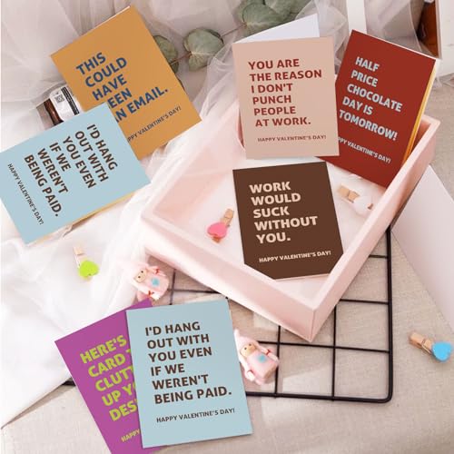 Obbyidk Funny Valentine's Day Card Set for Coworkers, Humorous Valentines Cards for Colleagues Boss Employees, 4 x 6 In(6 Designs, 24 Cards with Envelopes) - Image 3