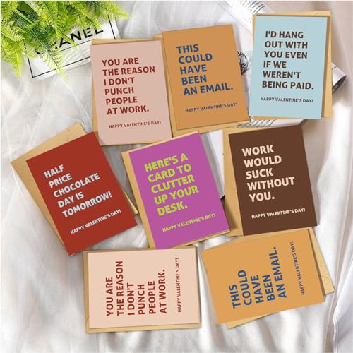 Obbyidk Funny Valentine's Day Card Set for Coworkers, Humorous Valentines Cards for Colleagues Boss Employees, 4 x 6 In(6 Designs, 24 Cards with Envelopes) - Image 2