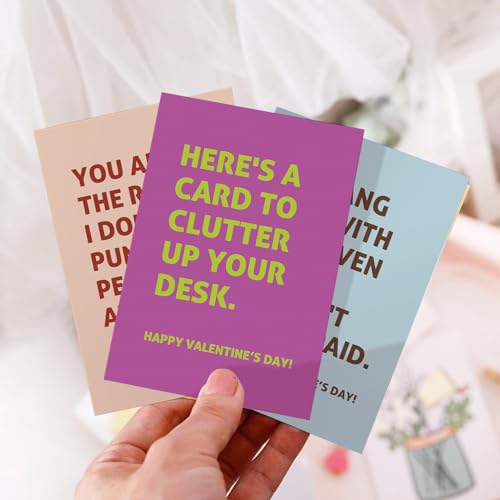 Obbyidk Funny Valentine's Day Card Set for Coworkers, Humorous Valentines Cards for Colleagues Boss Employees, 4 x 6 In(6 Designs, 24 Cards with Envelopes) - Image 5