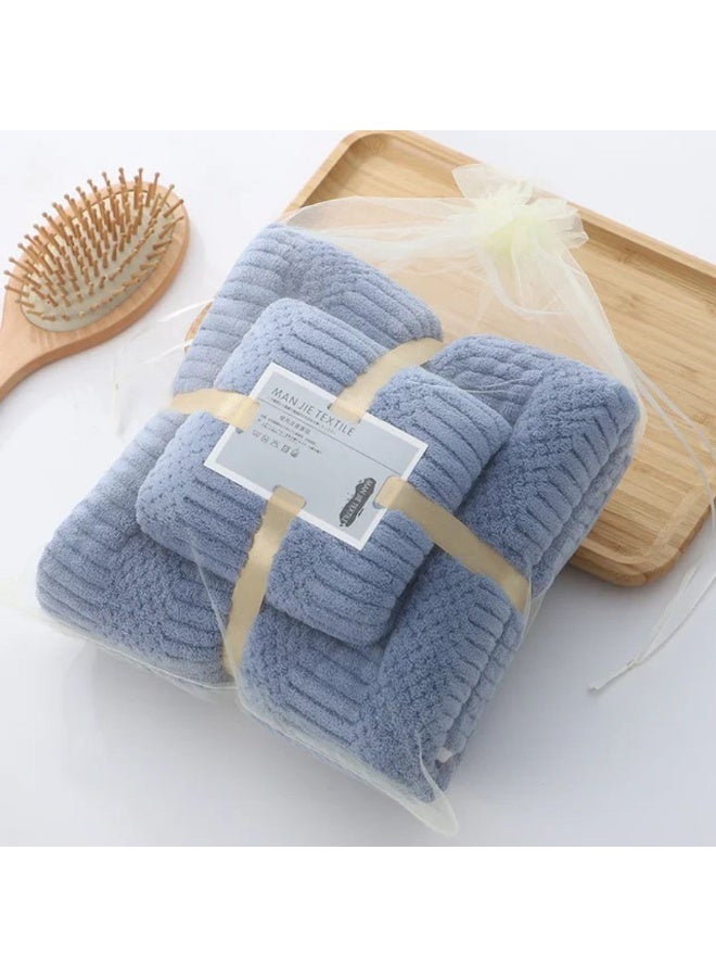 Towels for Bathroom Coral Velvet Absorbent Towel Two-Piece Set (Blue) - Image 1