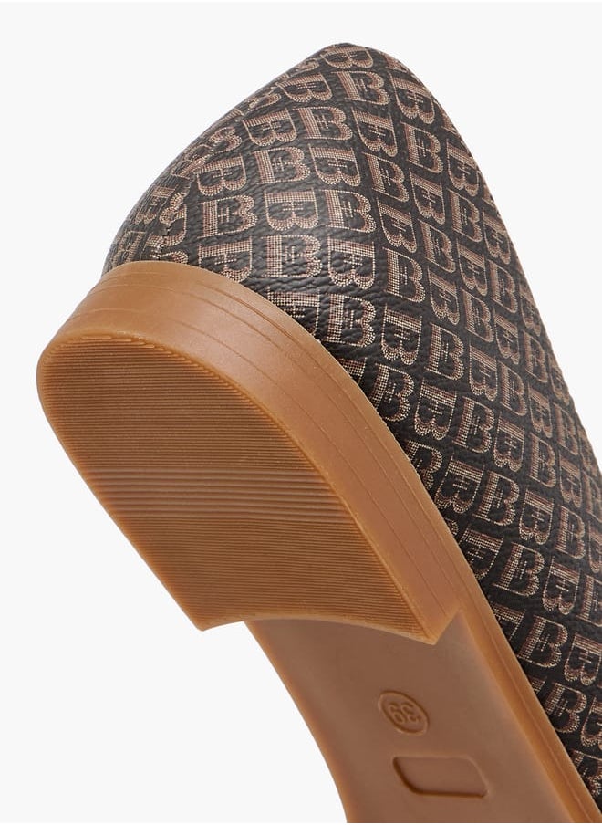 Flora Bella By Shoexpress Women Monogram Print Loafers with Metallic Detail  - Image 5