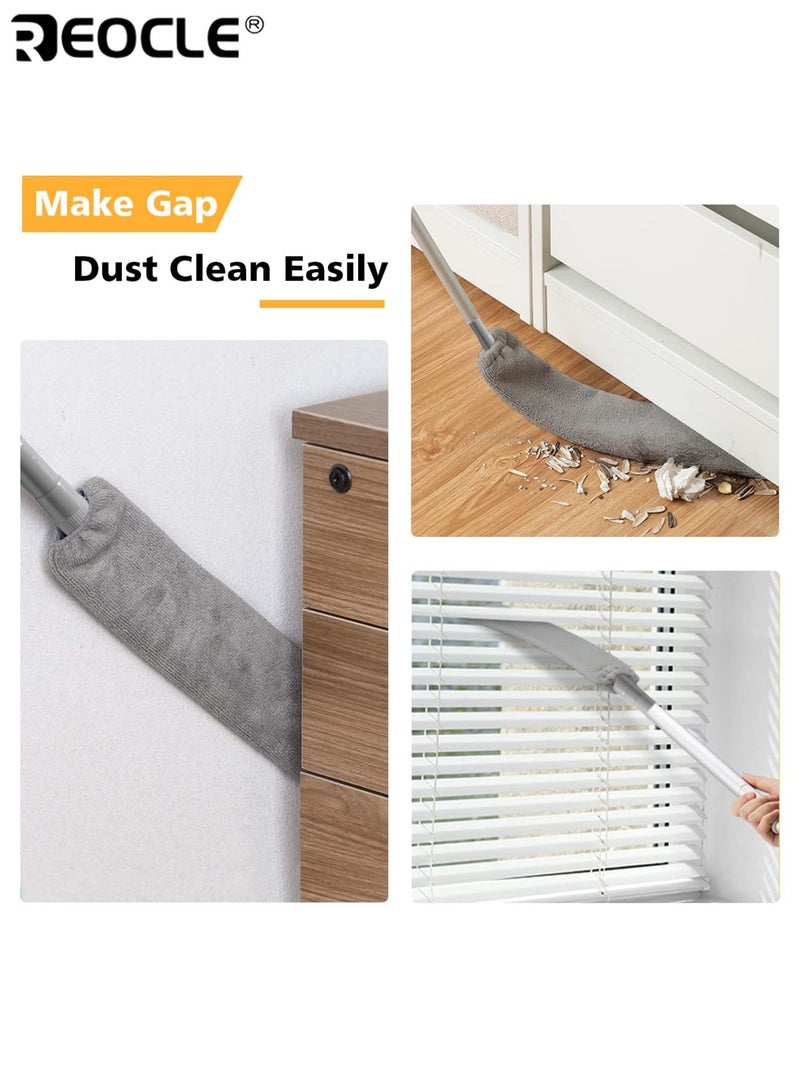 ريوكل فرشاة غبار قابلة للتمديد بمقبض بلاستيكي منظف قابل للسحب تحت الأثاث للكنبة والسرير والثلاجة يشمل وسادتين قابلة لإعادة الاستخدام من الألياف الدقيقة - Image 2