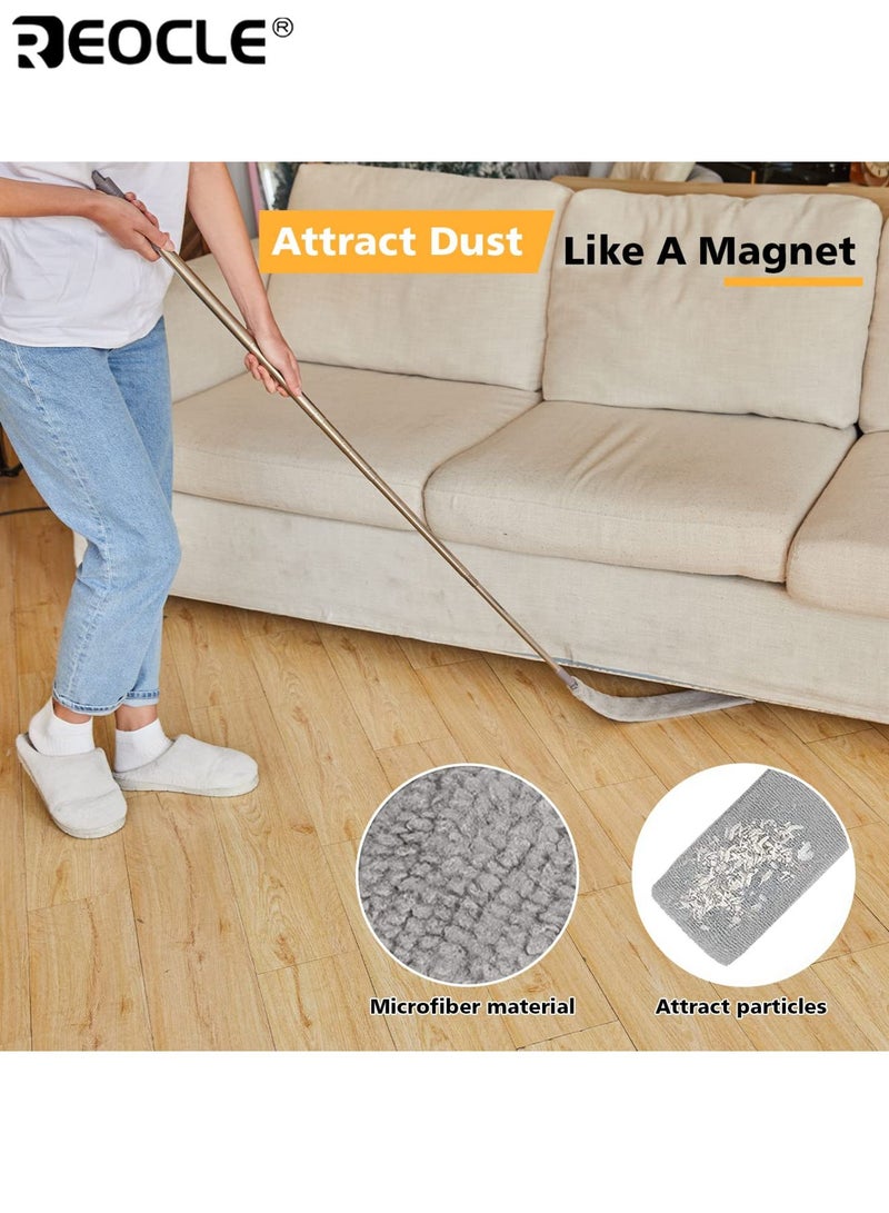 ريوكل فرشاة غبار قابلة للتمديد بمقبض بلاستيكي منظف قابل للسحب تحت الأثاث للكنبة والسرير والثلاجة يشمل وسادتين قابلة لإعادة الاستخدام من الألياف الدقيقة - Image 4