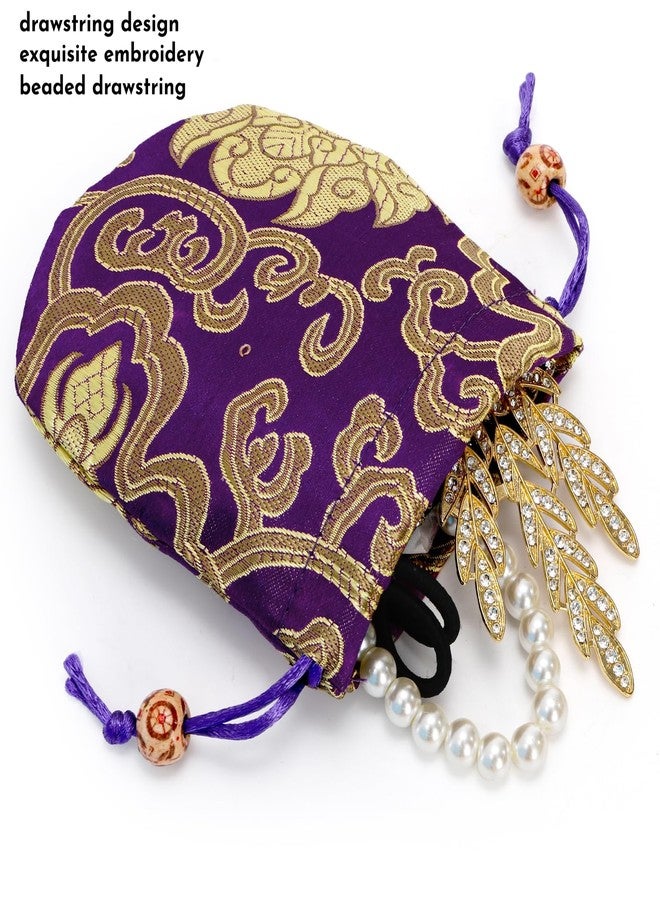ZOOFOX 60 Pieces Silk Brocade Jewelry Bags Bulk, Small Fabric Gift Bags with Drawstring, Jewelry Gift Pouches for Wedding Christmas Party - Image 3