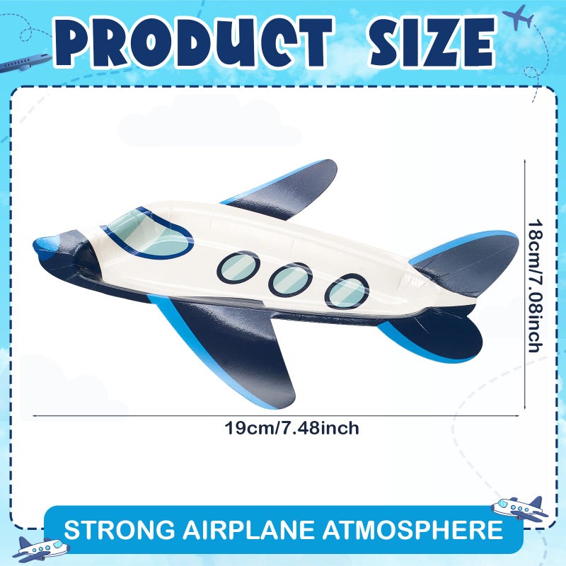 meekoo 24 Pcs Airplane Party Paper Plates Airplane Theme Party Decorations for Dinner Dessert Picnic Birthday Wedding - Image 2