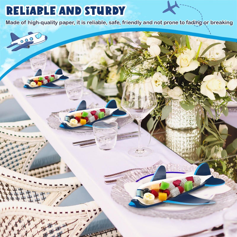 meekoo 24 Pcs Airplane Party Paper Plates Airplane Theme Party Decorations for Dinner Dessert Picnic Birthday Wedding - Image 4