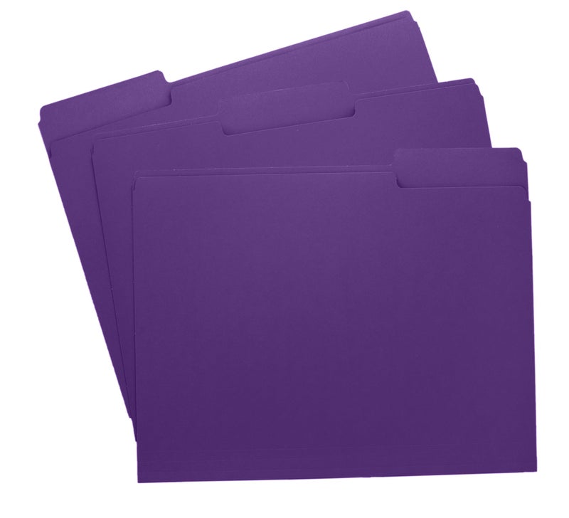 ACTIVITYYA Purple File Folders, 1/3-Cut Tabs, Letter Size, 12-Pack – Durable Office Filing Folders for Documents, Papers, and Organization - Image 1