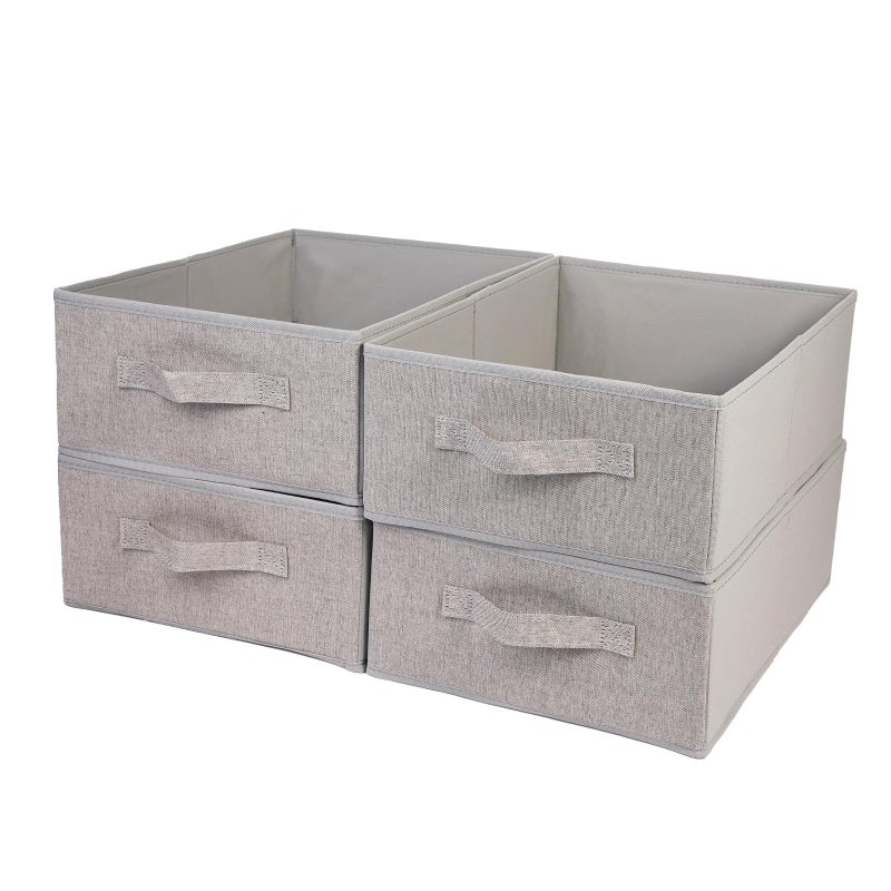 BOMKEE Clothings Collapsible Storage Bins, Foldable Drawer Organizers Closet Storage Baskets Cube Storage Bin for Bedroom Living Room (4 Pack, Grey, 15.4x11.4x5.5inch) - Image 1