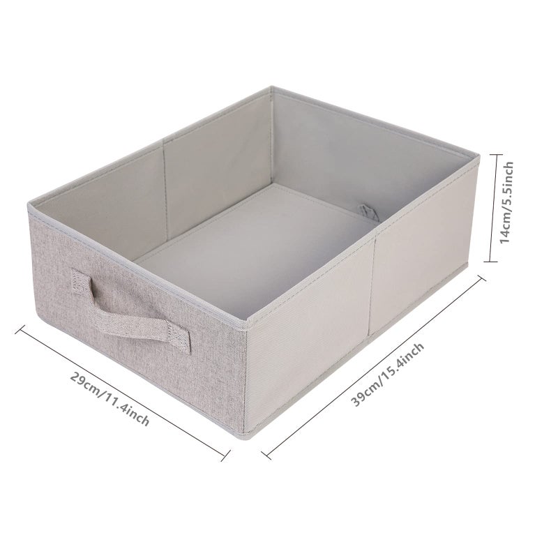 BOMKEE Clothings Collapsible Storage Bins, Foldable Drawer Organizers Closet Storage Baskets Cube Storage Bin for Bedroom Living Room (4 Pack, Grey, 15.4x11.4x5.5inch) - Image 2