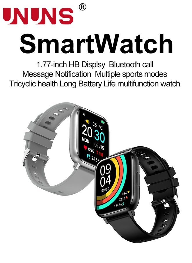 UNUNS Smart Watch,Bluetooth Smartwatches Answer/Make Call,1.77" TFT Screen Fitness Tracker With 100+ Sport Modes,Smartwatch For Men Women,Sport Watch For Heart Rate/Sleep Monitor/Activity Tracker,Grey  - Image 2