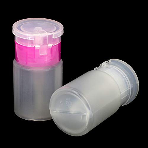 lasenersm 4 Pieces 60ml Push Down Empty Pump Dispenser Bottle Nail Polish Remover Pump Empty Bottle Dispenser with Flip Top Cap for Nail Polish Remover Makeup Organizer Travel Bottle - Image 3