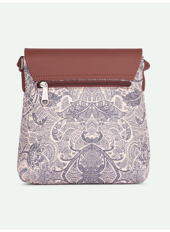 ZOUK حقيبة زوك فلاب سيلينغ | حقائب كروس بودي للنساء | حقائب يد نسائية | أنيقة | حقيبة مسائية من جلد نباتي | للاستخدام في السفر والمكتب | محفظة ومحفظة | طباعة كولابا شيرين - Image 4