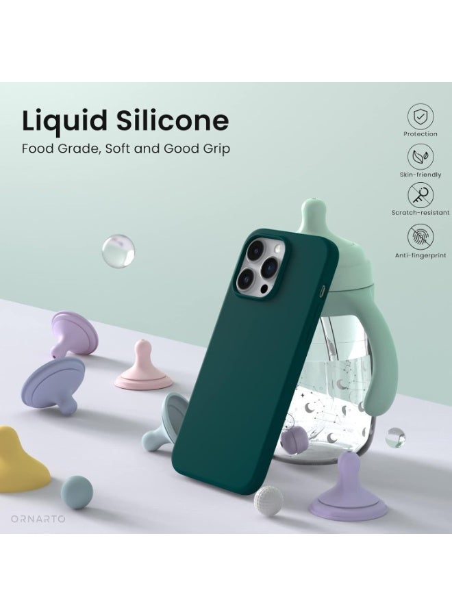 Compatible with iPhone 12 Pro Max Case 6.7 Inch Slim Liquid Silicone 4 Layers Soft Gel Rubber Shockproof Protective Phone Case with Anti Scratch Microfiber Lining (Dark Green) - Image 2