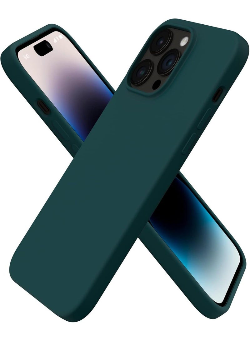 Compatible with iPhone 12 Pro Max Case 6.7 Inch Slim Liquid Silicone 4 Layers Soft Gel Rubber Shockproof Protective Phone Case with Anti Scratch Microfiber Lining (Dark Green) - Image 1
