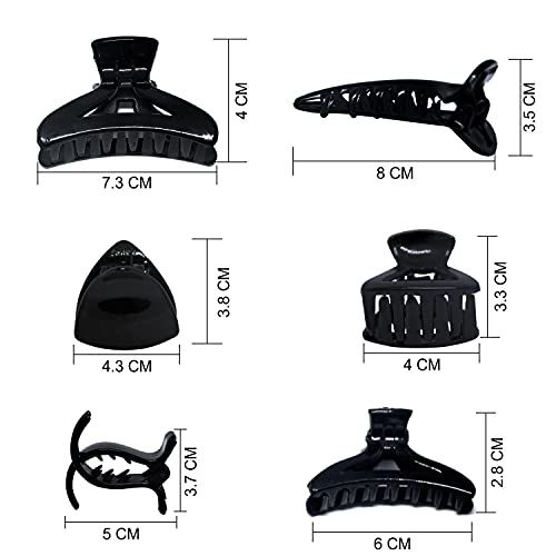FOK 6 Pcs All Hair Purpose Medium Size Stylish Hair Clutchers/Claws For Girls & Women (Black) - Image 2