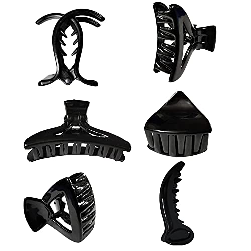 FOK 6 Pcs All Hair Purpose Medium Size Stylish Hair Clutchers/Claws For Girls & Women (Black) - Image 1