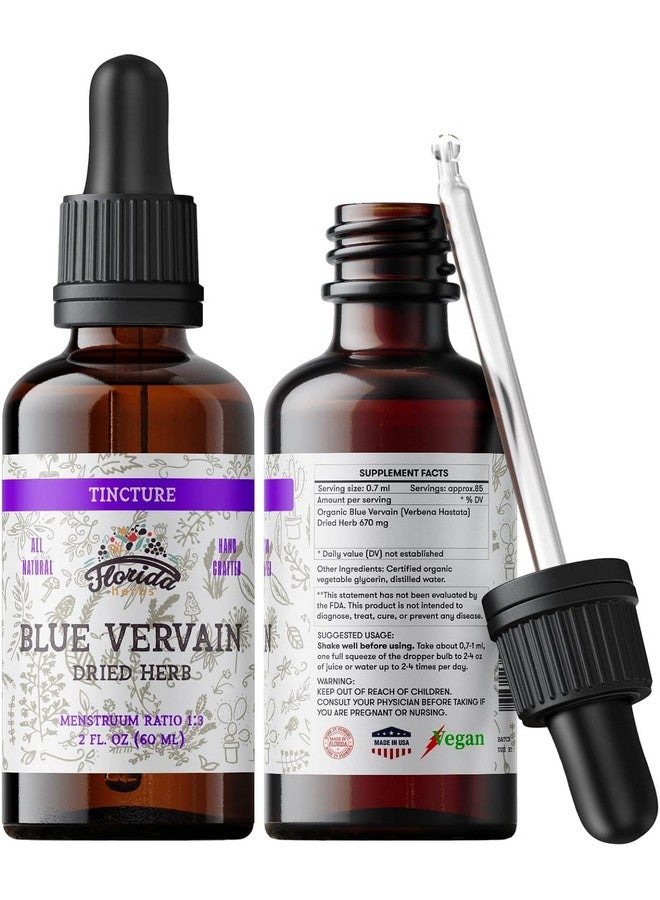 FLORIDA HERBS مستخلص عشبة الفيرفينا الأزرق العضوي - عشبة الفيرفينا الزرقاء العضوية - مكمل الفيرفينا الطبيعي للرجال والنساء - صنع في الولايات المتحدة الأمريكية - 2 أونصة - Image 1