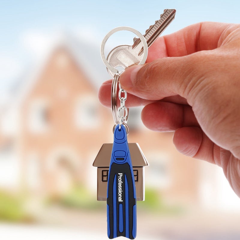 PVC Mini Diving Theme Key Ring Unique Flipper Shape Keychain Fin Keyring GiftBlue - Image 4