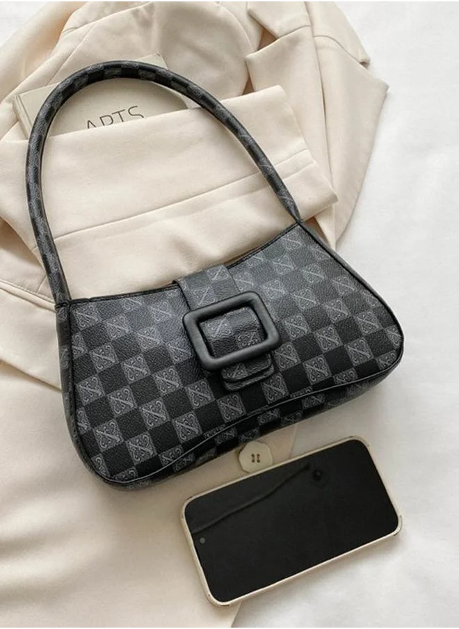 ستايلي Check Buckle Closure Baguette Bag