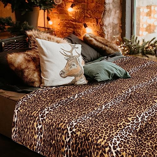 Vessia Leopard Printed Throw Blanket for Couch,Bed,Sofa, Soft Cozy 290GSM Classic Leopard Pattern Throw for All Season Decor, Comfy Yellow Cheetah Animal Print Flannel Fleece Blanket(50x70inch) - Image 3