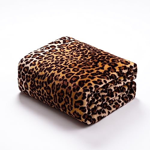 Vessia Leopard Printed Throw Blanket for Couch,Bed,Sofa, Soft Cozy 290GSM Classic Leopard Pattern Throw for All Season Decor, Comfy Yellow Cheetah Animal Print Flannel Fleece Blanket(50x70inch) - Image 2