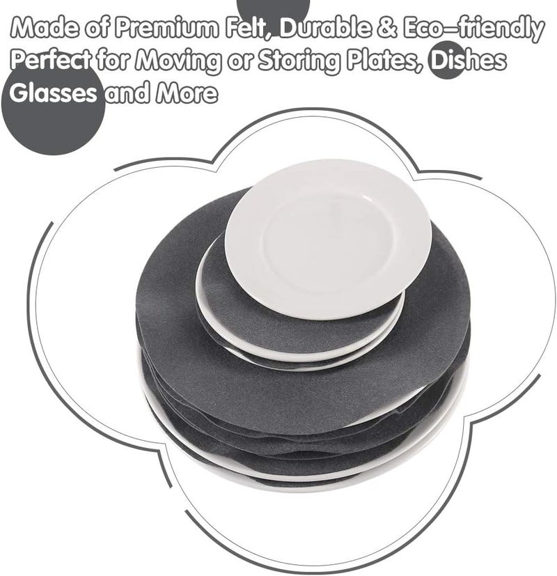 YQL Soft Felt Plate Protectors, Set of 30 and 2 Different Size, Plate Separators Pads China Storage Dividers Protectors Dish Protectors Pads for Protecting and Stacking Your Cookware - Image 4