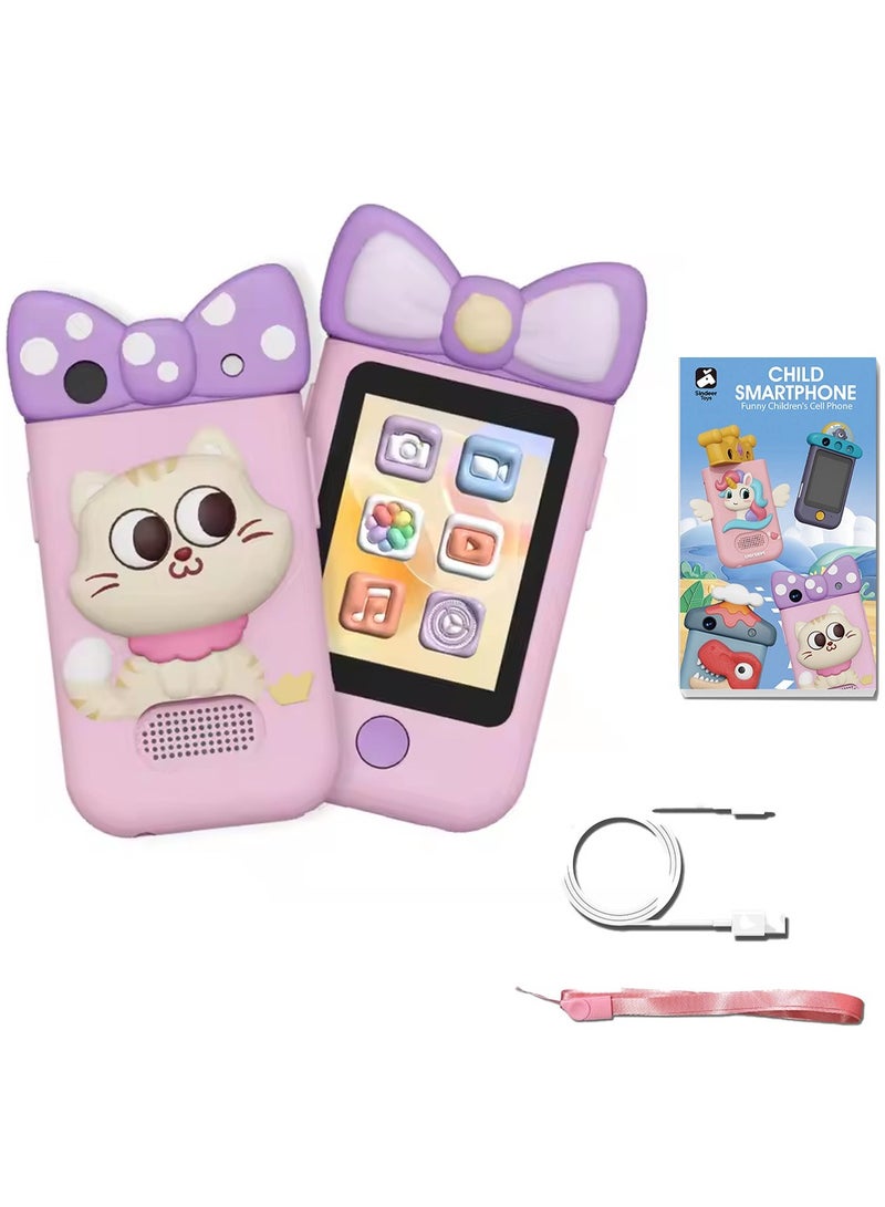 BlueFire Kids Touchscreen Smartphone Toy – 2.8” HD Display, 360° Rotating 48 Mega Pixel Dual Camera, MP3 Player, Built-in Games, 28 Wallpapers, Video Recorder, Lanyard – Perfect Learning Phone for Girls & Boys Ages 2-6 (1000mAh Battery, TF Card Support) - Image 1