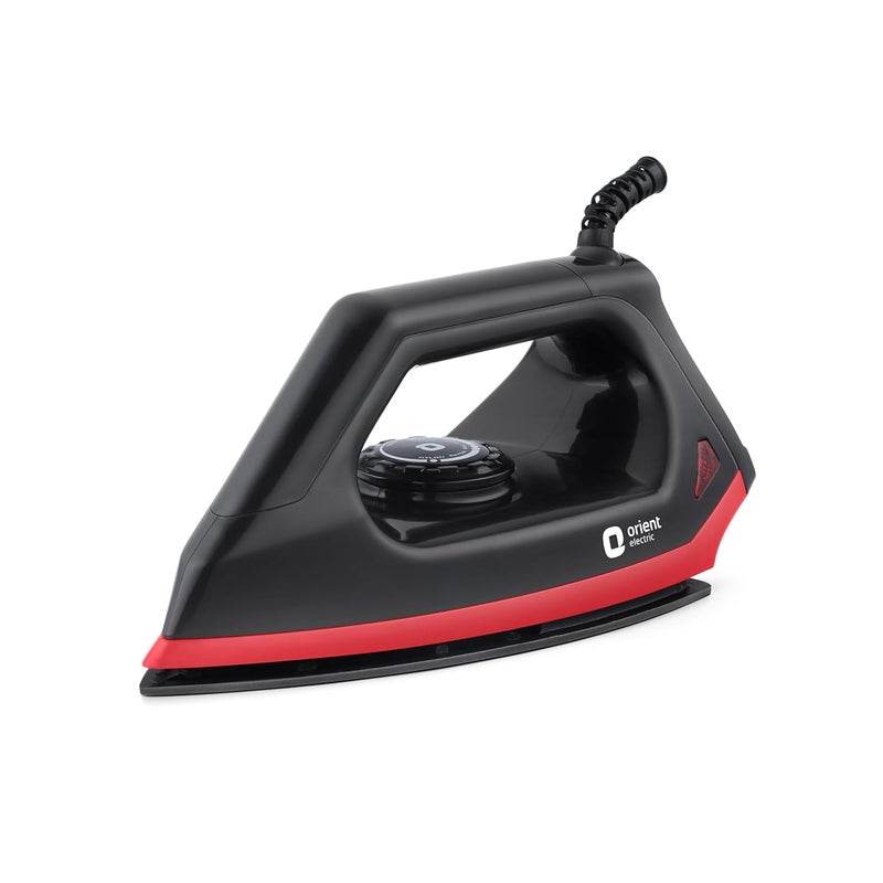 Orient Electric Fabriknight DIFK10BP 1000 W Dry Iron | German-made Weilburger coating on the soleplate| Thermostat for Better Heat Conductivity | 2 Year Warranty by Orient| Black & Red - Image 1