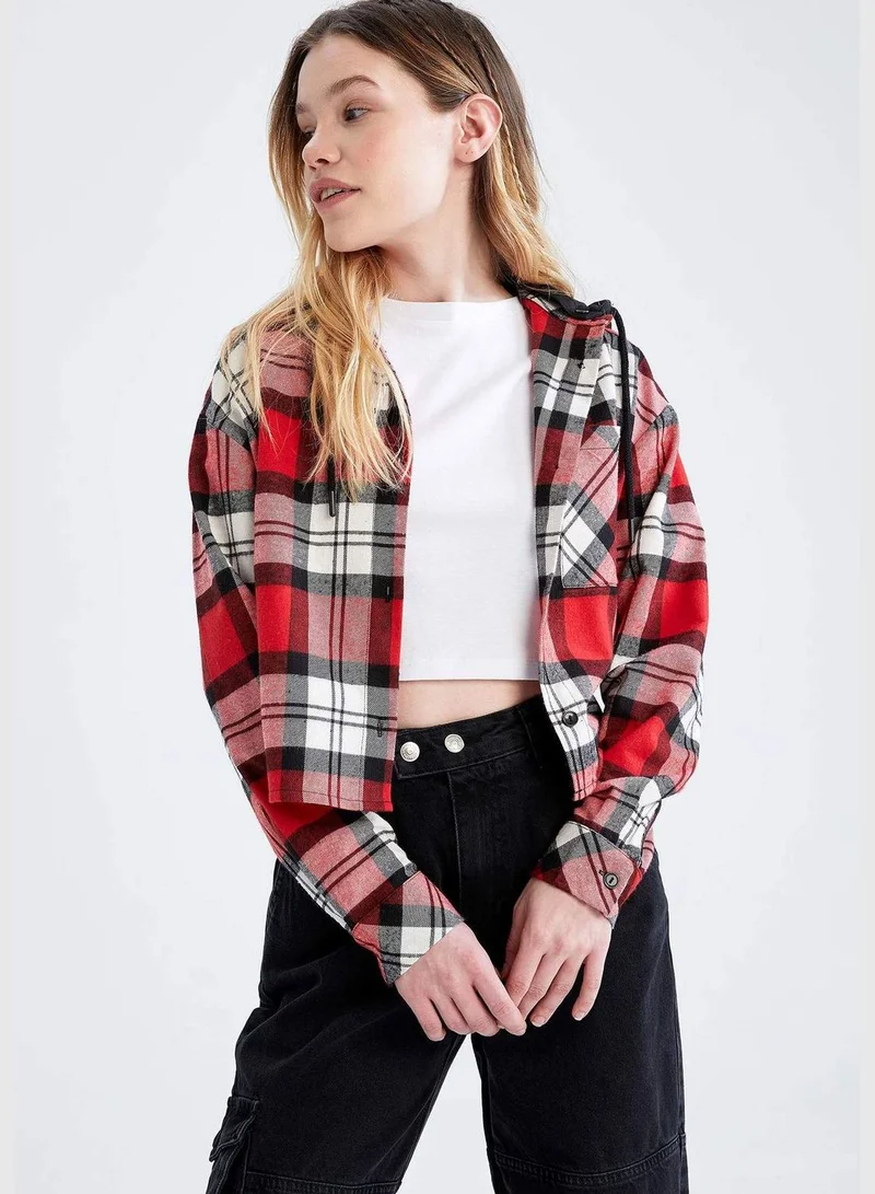 ديفاكتو قميص بطبعة مربعات وأكمام طويلة